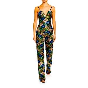 Dress the Population Yoko Geometric sequin bustier Jumpsuit